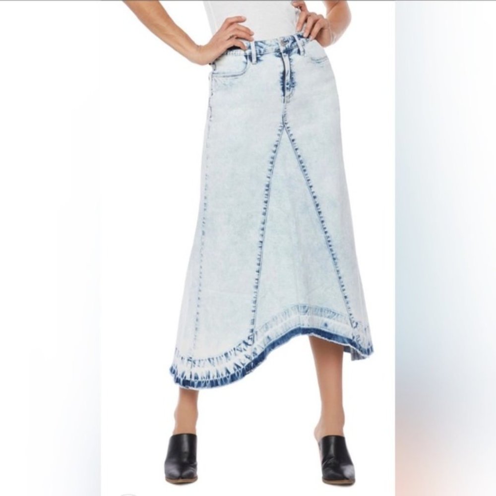 Wash Lab Asymmetrical Denim Midi Skirt NWT Sz 29